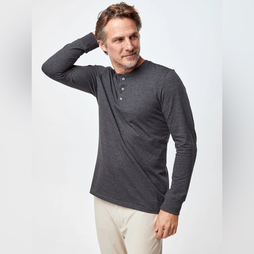 Fresh Clean Threads Charcoal Long Sleeve Henley
